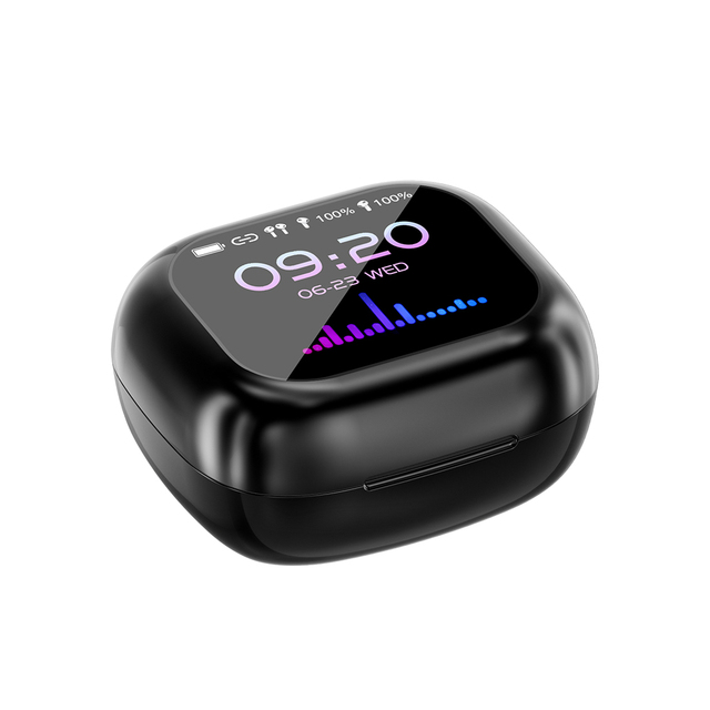 Private Mold Type-C Charging V5.4 TWS Earbuds with Colorful IPS Display Portable Wireless Earphone