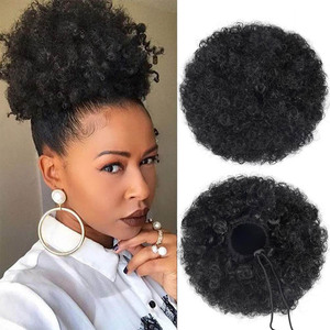 <span class=keywords><strong>Moño</strong></span> de Pelo Grande Rizado Afro, Accesorios para Pelucas, Estilo Europeo Americano, Cola de Caballo, Rizado, Esponjoso, con Cordón Ajustable, A11 - Product Image 1