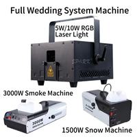 Ensemble d'équipements de mariage romantique : projecteur laser RGB 5W 10W, machines à fumée 3000W, machine à neige 1500W