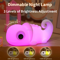 Nouveau LED Squishy Caméléon Veilleuse Blanc Bruit Rechargeable 7 Couleurs Dimmable Silicone Animal Lampe De Chevet pour Enfants Cadeau