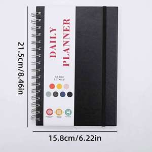 Carnet à spirales A5 avec couverture imperméable, poche renforcée, bande élastique, carnet à spirales personnalisé avec logo d'entreprise, vente en gros - Product Image 6