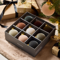 Nouvelles Boules Décoratives de Noël en Caoutchouc Floqué Luxe Léger 8cm – Ensemble de Décorations Festives pour la Maison