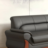 Geschäftsartiges Massivholz-Empfangssofa, Modernes Chinesisches Design, Dreisitzer Echtleder-Büroset für das Wohnzimmer