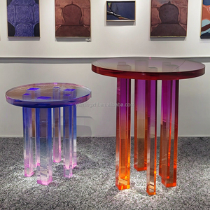 Salon personnalisé en usine <span class=keywords><strong>Table</strong></span> basse en acrylique de couleur dégradée Villa au design moderne Petite <span class=keywords><strong>table</strong></span> ronde en acrylique - Product Image 6