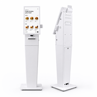 Kiosque tactile de libre-service GD215 de 21,5 pouces, terminal de commande automatique sur pied avec option d'imprimante pour la restauration et le commerce de détail