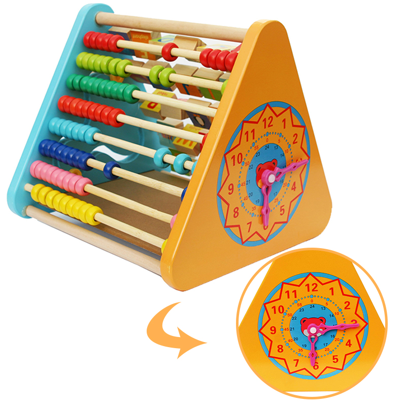 Деревянная треугольная игрушка для детей 5 в 1 Алфавит abacus часы малыш куб Монтессори обучающая игрушка