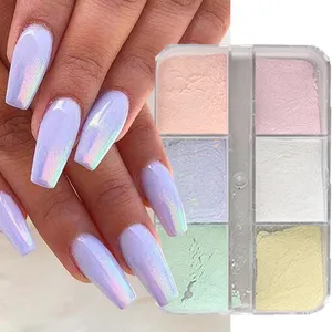 Polvo de Uñas Efecto Cromo Metálico Moonlight Mirror, Pigmentos, Laca en Gel, Polvo Láser, Brillo Aurora, Perla Brillante, Empujador de Uñas - Product Image 3