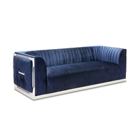 Nouvel arrivage Ensemble de canapés d'appoint en acier inoxydable poli acrylique Canapés de salon Tissu de velours Mobilier de salon pour hôtel et maison