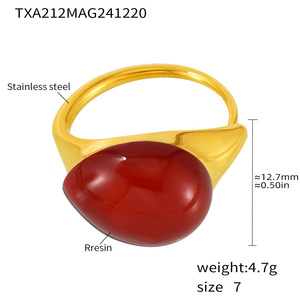 Vibrant Color Resin Statement <b>Ring</b> With 18K PVD Gold Plated Stainless Steel for Women | Waterproof, Hypoallergenic & Non-Fading - Product Image 6