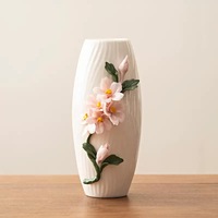 Vas bunga yang dilukis dengan tangan vas keramik Rosette Peony hidroponik dekorasi meja