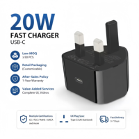 Chargeur USB C universel 20W à port unique CE UKCA, chargeur mural USB Type C, adaptateur de voyage avec prise UK pour iPhone et Android