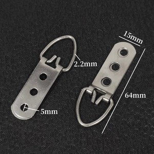 Crochet de suspension en métal argenté à trois trous de 64 mm avec anneau pour montage de cadre photo - Product Image 1