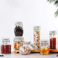 Pot en verre à fermoir pour épices, vente en gros, récipient de stockage alimentaire hermétique pour fleurs séchées