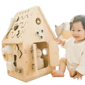 Diskon Besar Mainan Sensorik Kayu Mainan Anak-anak Papan Sibuk Pendidikan Aksesoris Montessori Mainan Kayu Papan Sibuk Kayu