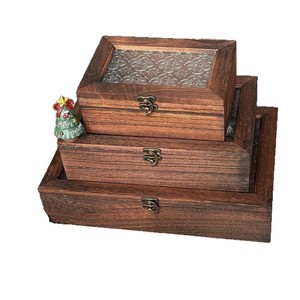 <b>Vintage</b> Paulownia Wood Jewelry <b>Box</b> Rectangle Flip Top Solid Wood Storage Organizer For Earrings Necklaces Desktop Display - Product Image 5