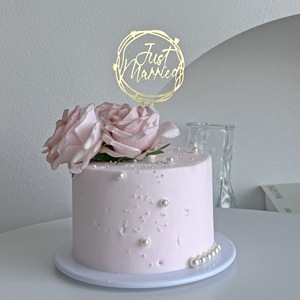 Decorazione per Torta Nuziale in Acrilico con Scritta 'Just Married' per Ricevimento di Nozze, Addio al Nubilato, Festa di Fidanzamento - Product Image 1