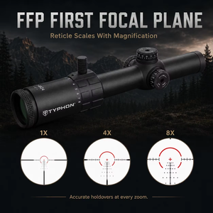 Mira Telescópica TYPHON SPECPRECISION 1-8X24 True 1x FFP LPVO |   Vidrio de Ultra Baja Dispersión ED |   Óptica de Caza Resistente al Agua y a los Golpes - Product Image 5