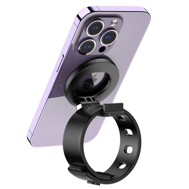 Magnetic Ring Holder with Aluminum Alloy Buckle NonSlip Silicone Straps 4000Gs Magnet Universal for iPhone MagSafe All Devices