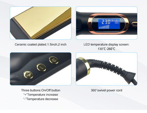 Lisseur de cheveux professionnel à plaques flottantes larges, revêtement céramique 250°C, lisseur de cheveux 500F, lisseur LCD - Product Image 3