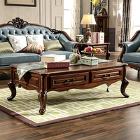 Table basse vintage en bois massif de style américain, table d'appoint de salon, table de rangement pour canapé, mobilier de villa haut de gamme
