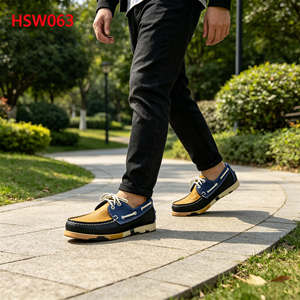 XLY, Mocasines de Lujo para Hombre, Estilo Kenia/África, Color Azul+ Amarillo Claro, Zapatos Náuticos para Conducir HSW063 - Product Image 1