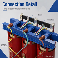 Transformateur triphasé à résine moulée de type sec 315 KVA 6 KV, transformateur de distribution de puissance compact à longue durée de vie