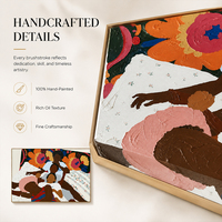 Peinture à l'huile abstraite sur toile, motif visage abstrait et fleur orange, technique impasto, taille personnalisée, vente en gros directe usine