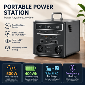Station <span class=keywords><strong>d</strong></span>'alimentation portable 500W <span class=keywords><strong>à</strong></span> bas <span class=keywords><strong>prix</strong></span> et générateur solaire avec batterie LiFePO4, contrôleur MPPT, alimentation <span class=keywords><strong>de</strong></span> secours pour utilisation en extérieur - Product Image 4