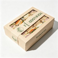 Boîte à sandwichs carrée compartimentée pour pique-nique, thé de l'après-midi, gâteaux et pâtisseries, en carton kraft ondulé avec couvercles transparents à fenêtre
