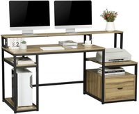 Bureau d'ordinateur avec tiroir et étagères de rangement, grand bureau de maison avec hutch et armoire pour imprimante