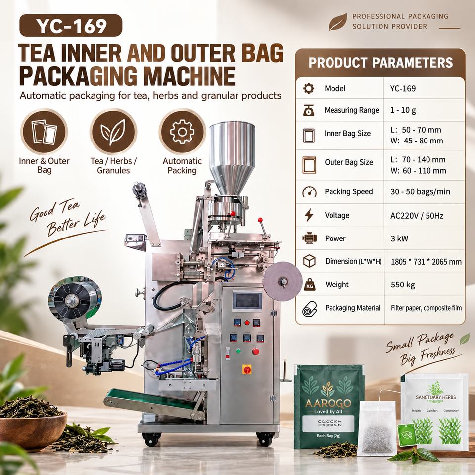 Automatic Dual Bag Tea Packaging Machine SUS304 Granule Filling Plastic ...