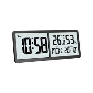 Ewetime <span class=keywords><strong>LCD</strong></span> Dual Screen Relógio de parede Interior Temperatura/Umidade e 7 Idiomas Semana <span class=keywords><strong>Display</strong></span> Rádio Controle Função Amostra Grátis - Product Image 3