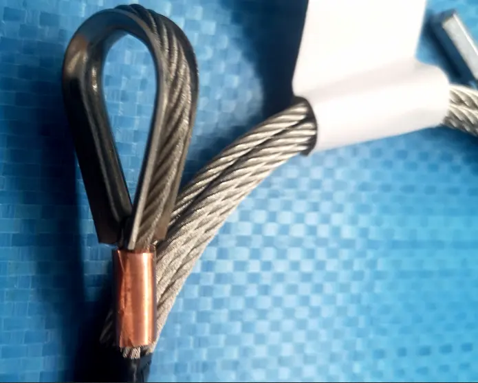 Eslinga de ojo de dedal de cuerda de alambre de acero inoxidable para enlace de seguridad
