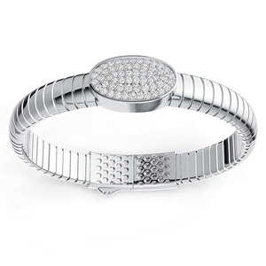 Pulseira de Luxo Cravejada com Moissanite Oval, Banhada a Ouro 18K, Prata Esterlina 925, Corrente Flexível Tipo Cobra, para Mulheres e Homens - Product Image 6