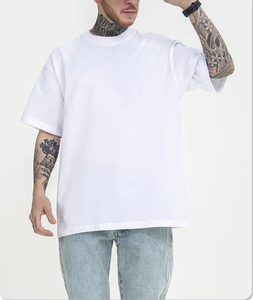 Hot Sale High Quality Heavyweight 95%Cotton, 5%Spandex <b>White</b> Classic Solid Color Oversized <b>Round</b> <b>Neck</b> <b>T</b> <b>Shirt</b> for Men - Product Image 1