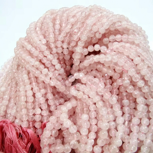 Perles rondes en quartz rose naturel authentique de 5 mm pour la fabrication de bijoux, vendues par brin de 13 pouces - Product Image 1