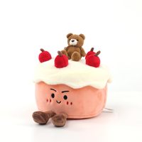 Peluche pour animaux de compagnie en forme de gâteau aux cerises, jouet interactif à mâcher en forme de nourriture mignonne pour chiens
