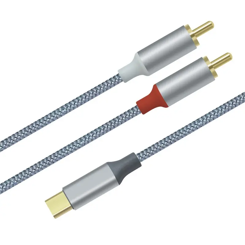 1 entrée 2 sorties USB Type C vers mâle double 2 RCA Audio stéréo Y Splitter Converter Adapter Cord Cable