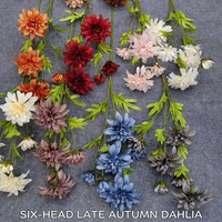 Dahlias artificiels faits main en plastique, 6 têtes, design moderne, pour la photographie de mariage en fin d'automne, accessoires de décoration intérieure