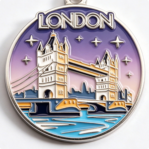 Medalla de Esmalte Duro del Puente de la Torre de Londres, Recuerdo Plateado Circular con Temática de Viajes, Artesanía de Aleación de Zinc - Product Image 4