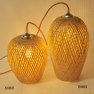 Plafoniera moderna fatta a mano in bambù artigianale luce rotonda paralume in rattan decorativo per ristorante - Product Image 2