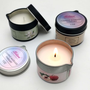 Nến massage spa dầu nóng chuyên nghiệp cao cấp, nhãn hiệu riêng, mini, màu đen mờ, kèm nắp và vòi rót. - Product Image 1