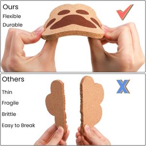 Posavasos con Diseño de Pata de Gato, Ecológico, Hecho a Mano, de Madera, para Mesa de Comedor, con Aislamiento Térmico, Anti-quemaduras, de Corcho, para Tazas de Té y Uso con Alimentos - Product Image 4