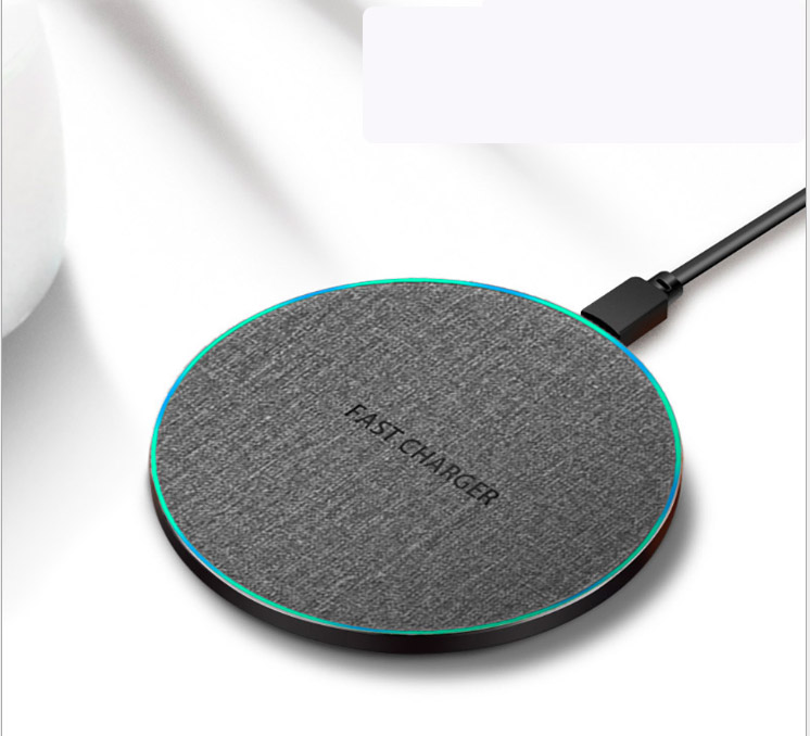 Круглый тканевый рисунок беспроводной 10 Вт Быстрая зарядка минималистичное Беспроводное зарядное устройство для мобильного телефона адаптер с подсветкой