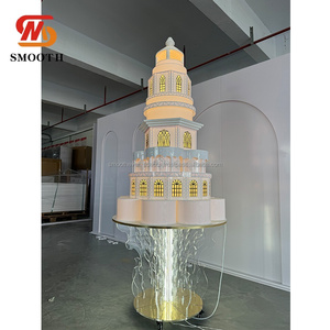 Suave, recién llegado, elegante, de ensueño, Pvc y acrílico, pastel de Castillo personalizado, acrílico con luz Led para mesas de boda, accesorios para pasteles - Product Image 1