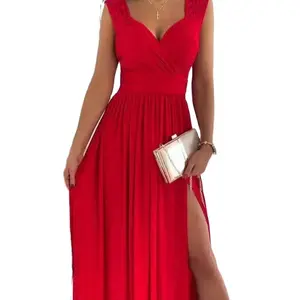 Elegant and Sexy Women's Long Dress 2023 Sleeveless Lace Open Back Bottom Split Party Dresses