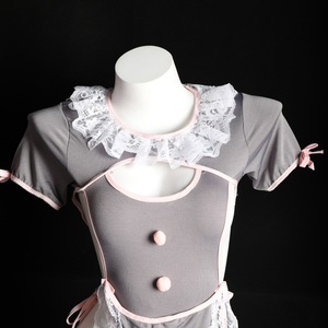 Costume de Fille Lapin Mignonne Gris avec Dentelle et Volants, Lingerie Sexy pour Femme, Uniforme de Jeu de Rôle - Product Image 1
