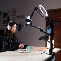 Vente en gros de micro de bureau avec anneau lumineux à LED pour la diffusion en direct et le téléphone portable comprenant un microphone pour l'éclairage photographique