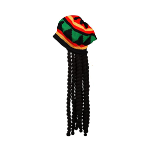 Gorra Deportiva con Peluca de Rastas Negras, Disfraz Caribeño para Hombres y Mujeres - Product Image 1
