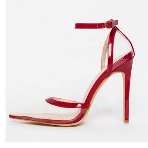 Sandali da Donna <span class=keywords><strong>con</strong></span> Tacco a Spillo in Vernice Rossa, Punta Affusolata e <span class=keywords><strong>Cinturino</strong></span> alla Caviglia, Scarpe Eleganti da Festa - Product Image 1